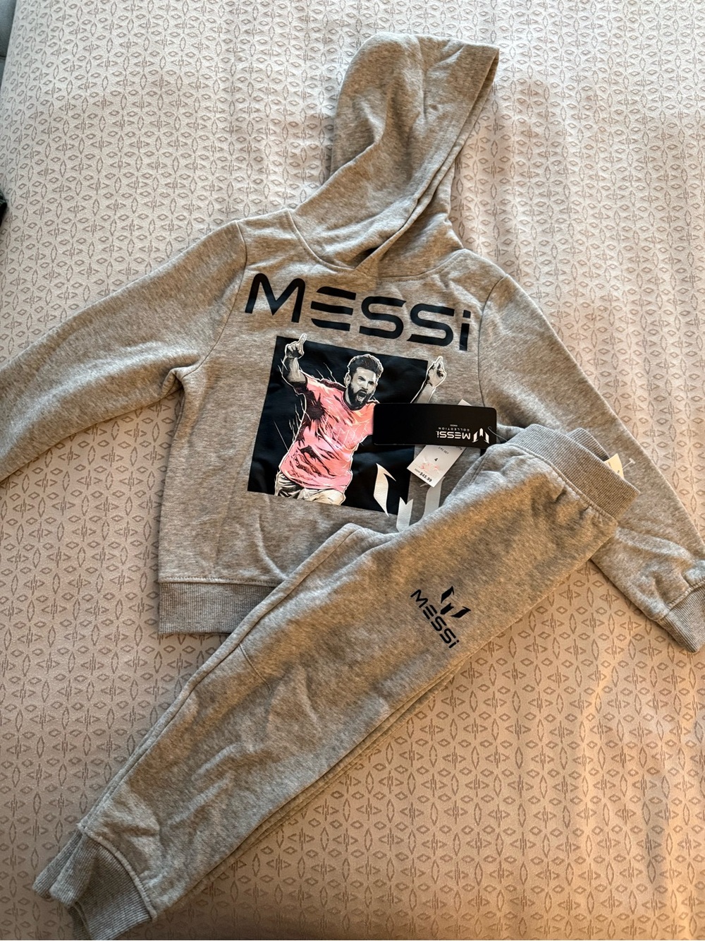 MESSi Kids' Gray Zip-Up Hoodie & Jogger Matching Set, Boys Tracksuit Size 4